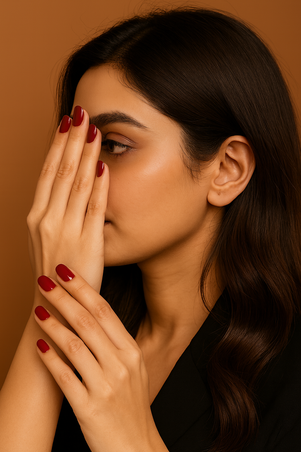 Muslim woman wearing hijab with breathable halal nail polish